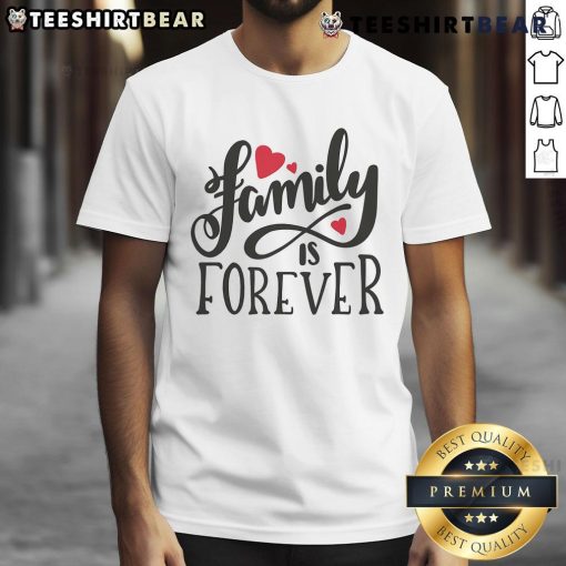 Alt Text: Pretty Family Is Forever Heart T-Shirt featuring a stylish heart design, perfect for family gatherings and casual wear.