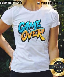 Cute gamer ladies tee with 'Game Over' graphic, perfect for gaming enthusiasts and stylish comfort.