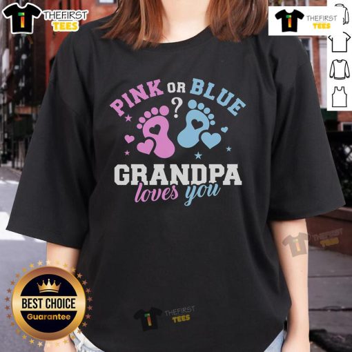 Grandpa celebrating a gender reveal with family in a stylish tee, showcasing love and excitement for the new baby.