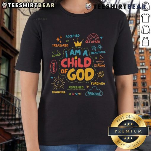 Pretty I Am A Child Of God Christian retro Jesus faith ladies tee, showcasing vibrant design and inspirational message.