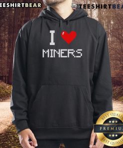 Pretty I Love Miner gaming hoodie featuring a colorful pixel art design, perfect for mining enthusiasts and gamers.