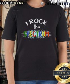 Pretty I Rock The Spectrum Autism Awareness Ladies Tee in vibrant colors, promoting autism acceptance and support for all.