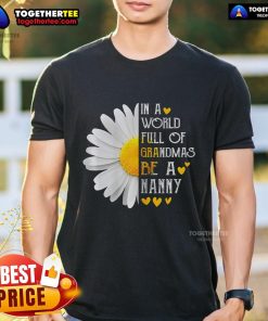 Pretty In A World Full Of Grandmas Be A Nanny T-Shirt featuring a fun, colorful graphic design for proud nannies.