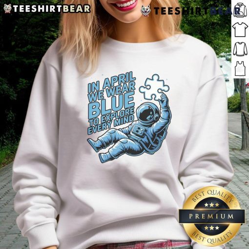 Pretty in April: Blue astronaut sweatshirt perfect for exploring every mind in style and comfort.