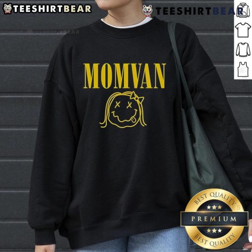 Cozy Pretty MomVan Nirvana Sweatshirt displayed on a hanger, perfect for casual wear and music lovers.