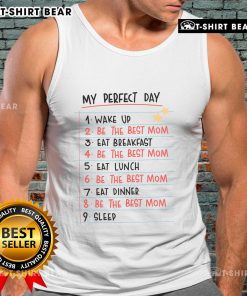 Woman wearing 'Pretty My Perfect Day' tank top, embracing the best mom life routine with joy and style.