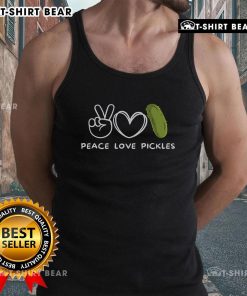 Pretty Peace Love Pickles retro tank top for food lovers, featuring a fun pickle design and vibrant colors.