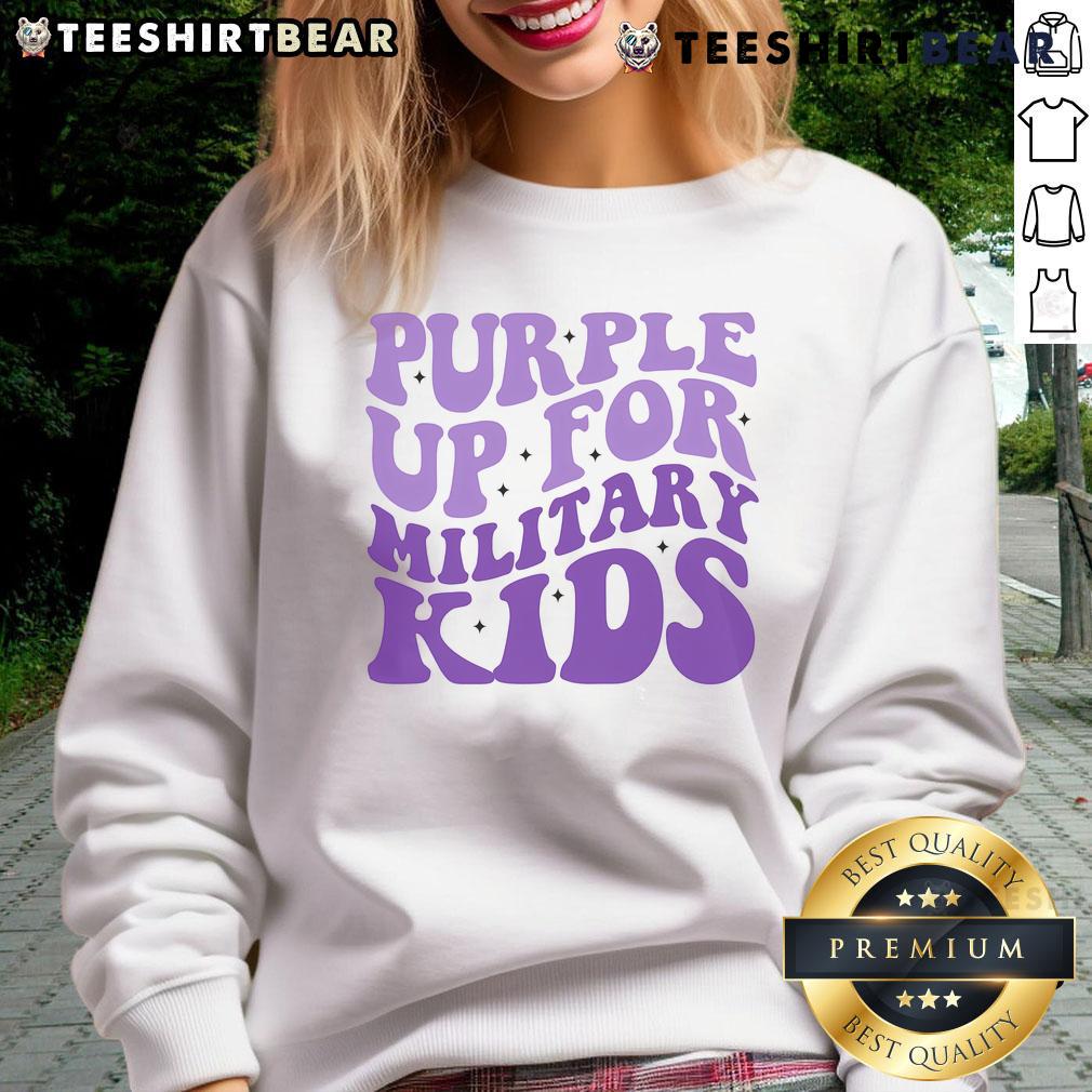 Pretty Purple Up For Military Kids Sweatshirt Pretty purple sweatshirt for military kids featuring a stylish design, perfect for showing support and pride.