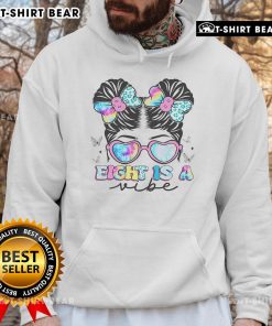 Colorful Pretty Retro Eight Is A Vibe hoodie for 8-year-old's 8th birthday celebration, perfect gift for kids.