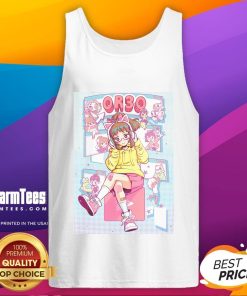 Alt Text: Woman wearing a Pretty Retroware OR3O tank top, showcasing a vibrant retro design perfect for casual summer style.