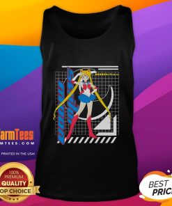 Pretty Sailor Moon Usagi Tsukino anime girl in a retro tank top, showcasing vibrant colors and iconic character design.