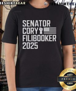 Pretty Senator Cory Booker in a stylish filibuster-themed tee, perfect for fans of Cory Booker's activism and fashion.