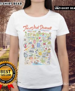 Pretty The Viral Podcast 90s souvenir ladies tee featuring vibrant graphics and retro style perfect for podcast fans.