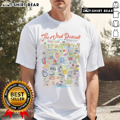 Pretty The Viral Podcast 90s Souvenir T-Shirt featuring retro graphics and vibrant colors, perfect for nostalgic fans.