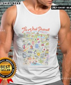 Alt Text: Pretty The Viral Podcast 90s souvenir tank top featuring vibrant colors and nostalgic graphic design.