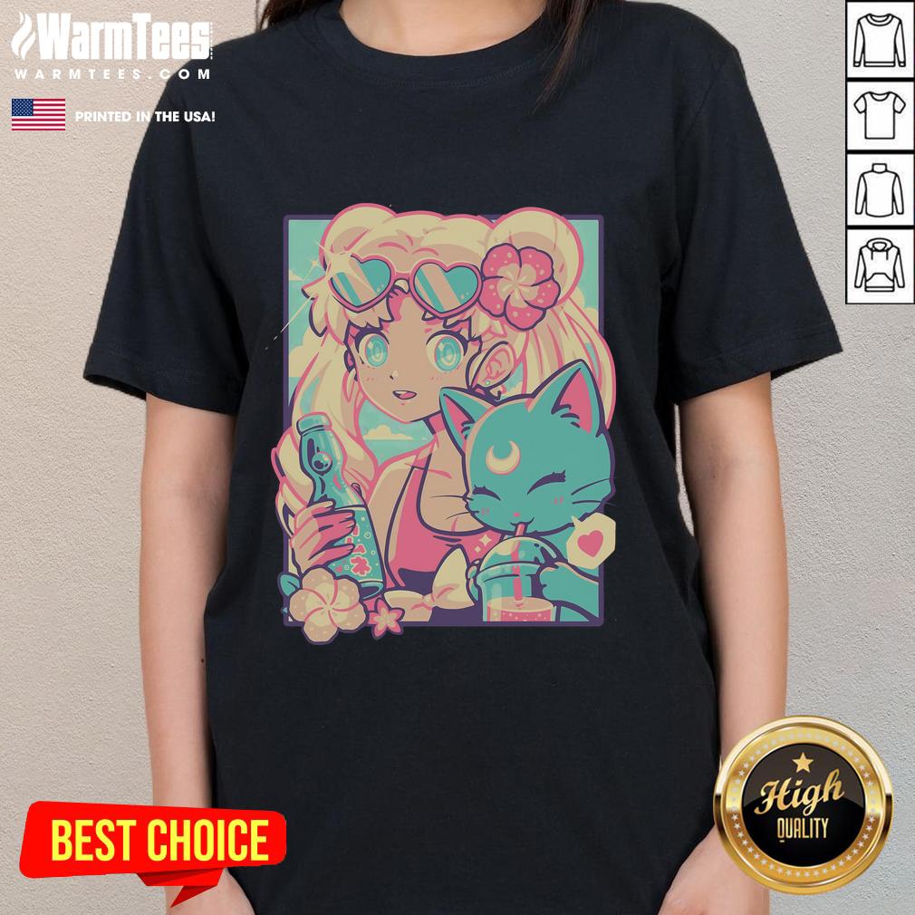 Pretty Usagi Tsukino Sailor Moon Magic Summer Ladies Tee Pretty Usagi Tsukino Sailor Moon Magic Summer Ladies Tee featuring vibrant colors and iconic anime design.