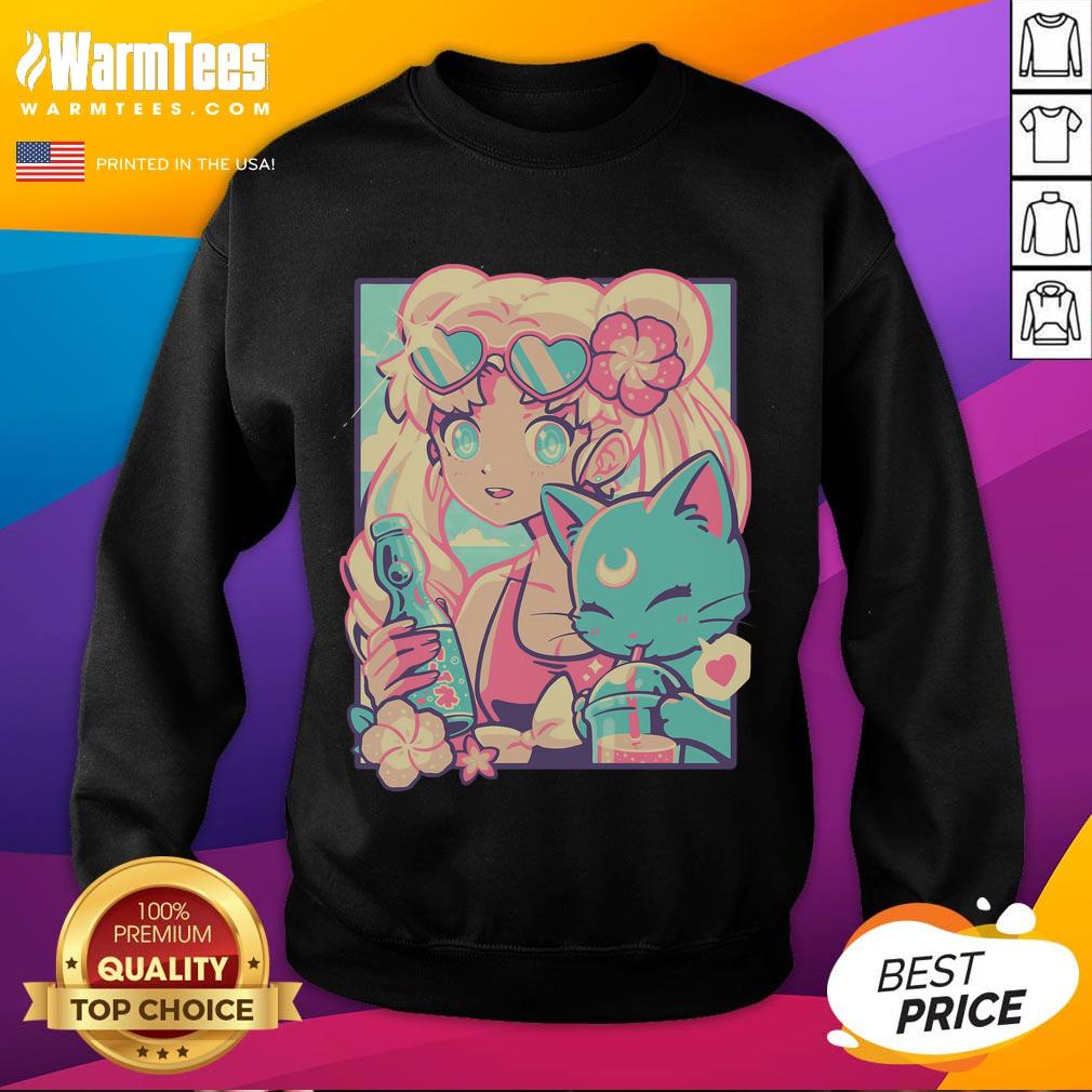 Pretty Usagi Tsukino Sailor Moon Magic Summer Sweatshirt Pretty Usagi Tsukino in a colorful Sailor Moon magic summer sweatshirt, perfect for fans of the anime.