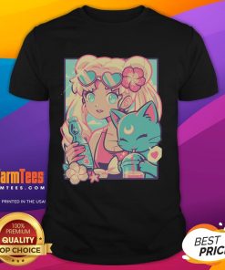 Pretty Usagi Tsukino in a Sailor Moon magic summer t-shirt, showcasing vibrant colors and iconic anime design.