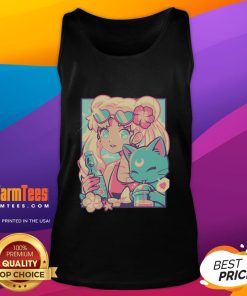 Pretty Usagi Tsukino from Sailor Moon on a magic summer tank top, perfect for fans of anime and stylish summer wear.