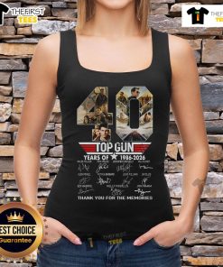 Top Gun 40 Years of 1986-2026 tank top featuring a nostalgic tribute design celebrating the iconic film's legacy.
