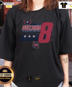 Top Alexander Ovechkin 8 Washington Capitals NHL All-Time Leading Goal Scorer Stripes Ladies Tee for fans.