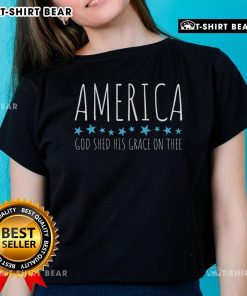 Top America God Shed His Grace On Thee Ladies Tee featuring a stylish design and patriotic theme for women.