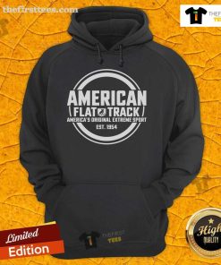 Top American Flat Track Est 1954 hoodie featuring classic design and vibrant colors, perfect for motorcycle enthusiasts.
