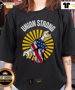 Top American Union Strong on Strike protest tee for women, showcasing solidarity and activism in the USA, 2025.