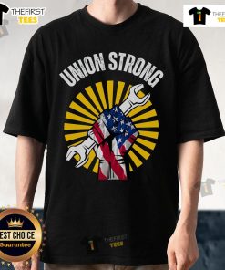 Top American Union Strong On Strike Protest USA 2025 T-Shirt featuring bold graphics for union solidarity and activism.