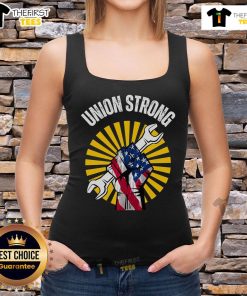 Top American Union Strong on Strike protest tank top design, showcasing solidarity and activism in the USA, 2025.