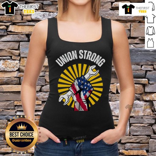 Top American Union Strong on Strike protest tank top design, showcasing solidarity and activism in the USA, 2025.