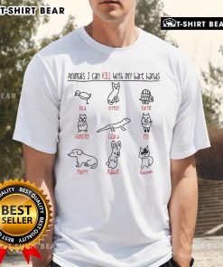 Top Animals I Can Kill With My Bare Hands T-Shirt featuring bold graphics and humorous text for animal lovers and adventurers.