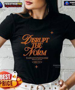 Stylish 'Disrupt The Norm' ladies tee from Top Art of Homage, featuring a bold graphic design in vibrant colors.