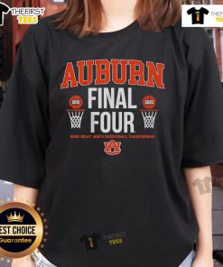 Top Auburn Basketball All-Time Final Fours Ladies Tee featuring team colors and logo, perfect for fans and supporters.