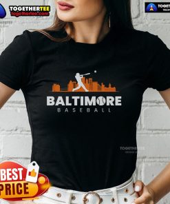 Vintage minimalist Baltimore baseball tee for ladies, perfect for retro baseball lovers and stylish fans.