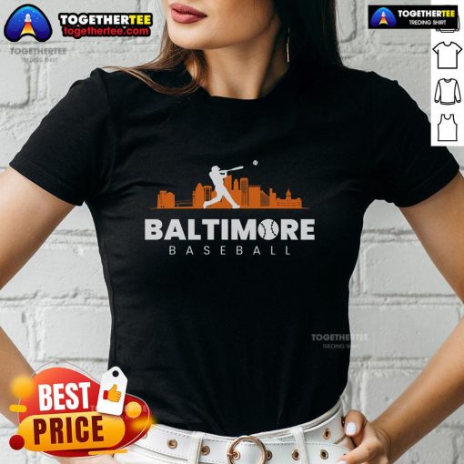 Vintage minimalist Baltimore baseball tee for ladies, perfect for retro baseball lovers and stylish fans.
