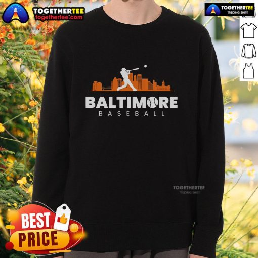 Vintage minimalist Baltimore baseball sweatshirt for retro baseball lovers, featuring classic design and comfortable fit.