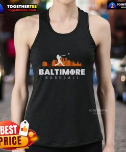 Vintage minimalist retro baseball lover tank top featuring a stylish Baltimore baseball design, perfect for fans.