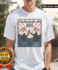 Top Bernie Sanders AOC Fighting Oligarchy Anti-Trump Women's T-Shirt featuring bold graphics and empowering message.