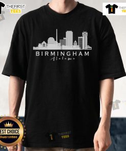 Top Birmingham City Silhouette Alabama T-Shirt featuring a stylish design of Birmingham's skyline in vibrant colors.