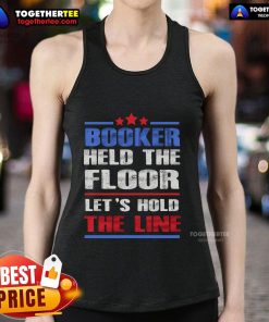 Top Booker Held The Floor Let's Hold The Line tank top design featuring bold typography on a stylish background.