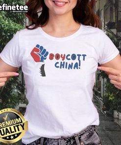Top Boycott China Ladies Tee featuring bold graphic design, perfect for expressing your stance on social issues.