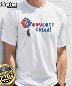 Top Boycott China T-Shirt design featuring bold text and graphics promoting awareness against Chinese products.