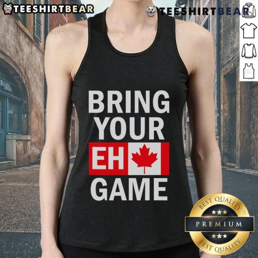Top Bring Your Eh Game Canadian Flag Tank Top featuring a vibrant design perfect for Canada Day celebrations.