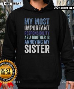 Top Brother Siblings Rivalry Annoying My Sister Hoodie featuring playful sibling rivalry design for family fun.