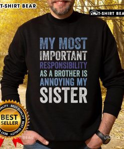 Top Brother Siblings Rivalry Annoying My Sister Sweatshirt in vibrant colors, perfect for playful sibling moments.