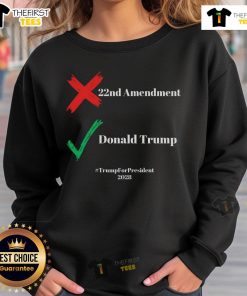 Top Cancel the 22nd Amendment sweatshirt supporting Trump for President 2028, featuring bold text and a stylish design.