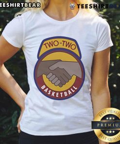 Alt Text: Top Cant Jump Two on Two Basketball Ladies Tee featuring a stylish design for women basketball enthusiasts.