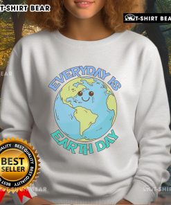 Stylish sweatshirt design promoting Earth Day and environmental awareness with vibrant graphics and eco-friendly message.