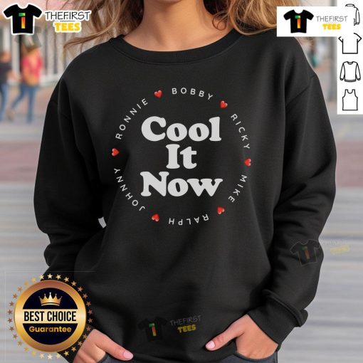 Top Cool It Now sweatshirt featuring Ronnie, Bobby, Ricky, Mike, Ralph, and Johnny in vibrant colors and stylish design.